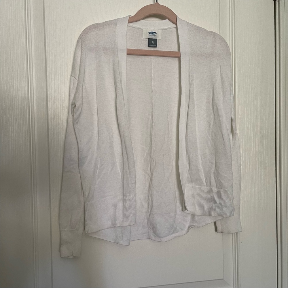 Old Navy White Open Front Cardigan Girls Size 8
